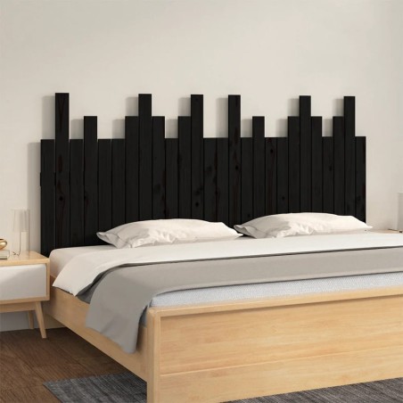 vidaXL Cabecero de cama de pared madera maciza pino negro 166x3x80 cm