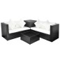 vidaXL Set de muebles de jardín 4 pzas y cojines ratán sintético negro