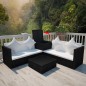 vidaXL Set de muebles de jardín 4 pzas y cojines ratán sintético negro