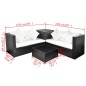vidaXL Set de muebles de jardín 4 pzas y cojines ratán sintético negro