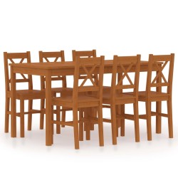 vidaXL Conjunto de comedor 7 piezas madera de pino marrón miel