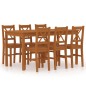 vidaXL Conjunto de comedor 7 piezas madera de pino marrón miel