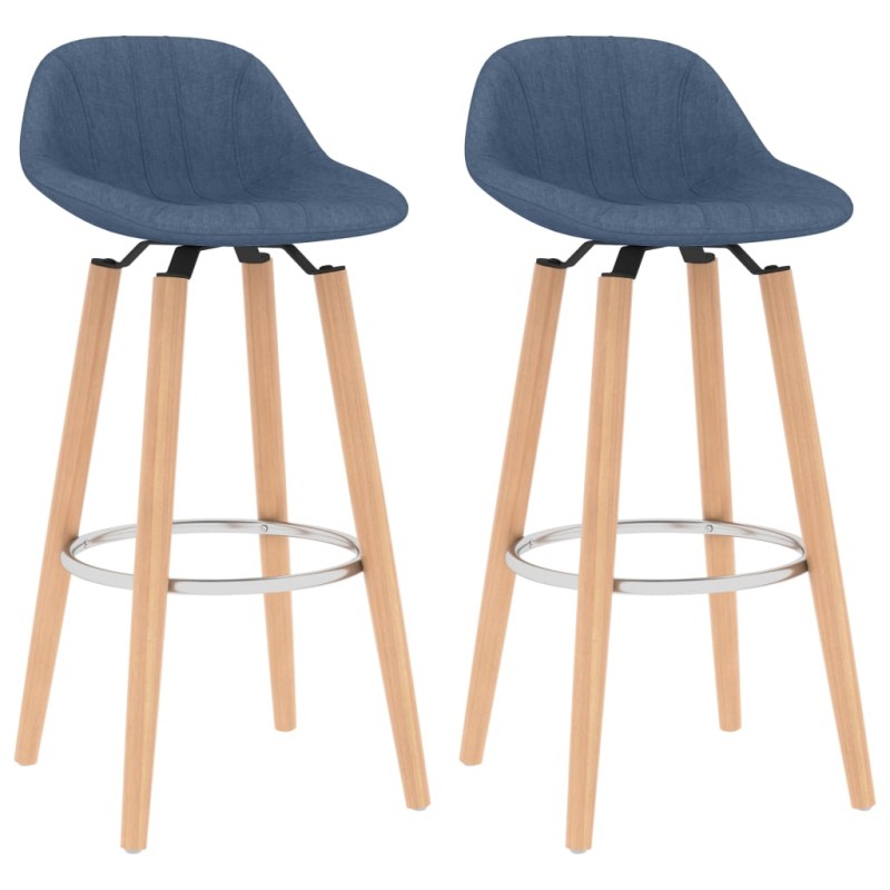 vidaXL Taburetes de cocina 2 unidades tela azul vidaXL Taburetes de cocina 2 unidades tela azul