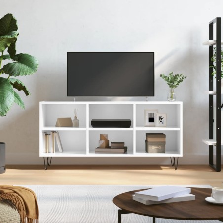 vidaXL Mueble de TV madera de ingeniería blanco brillo 103,5x30x50 cm