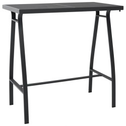 vidaXL Mesa alta de jardín vidrio templado negro 110x60x110 cm
