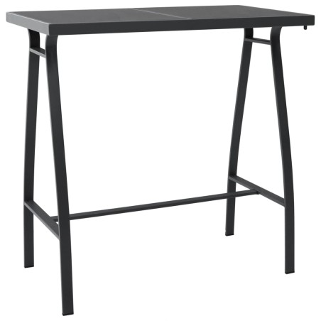 vidaXL Mesa alta de jardín vidrio templado negro 110x60x110 cm