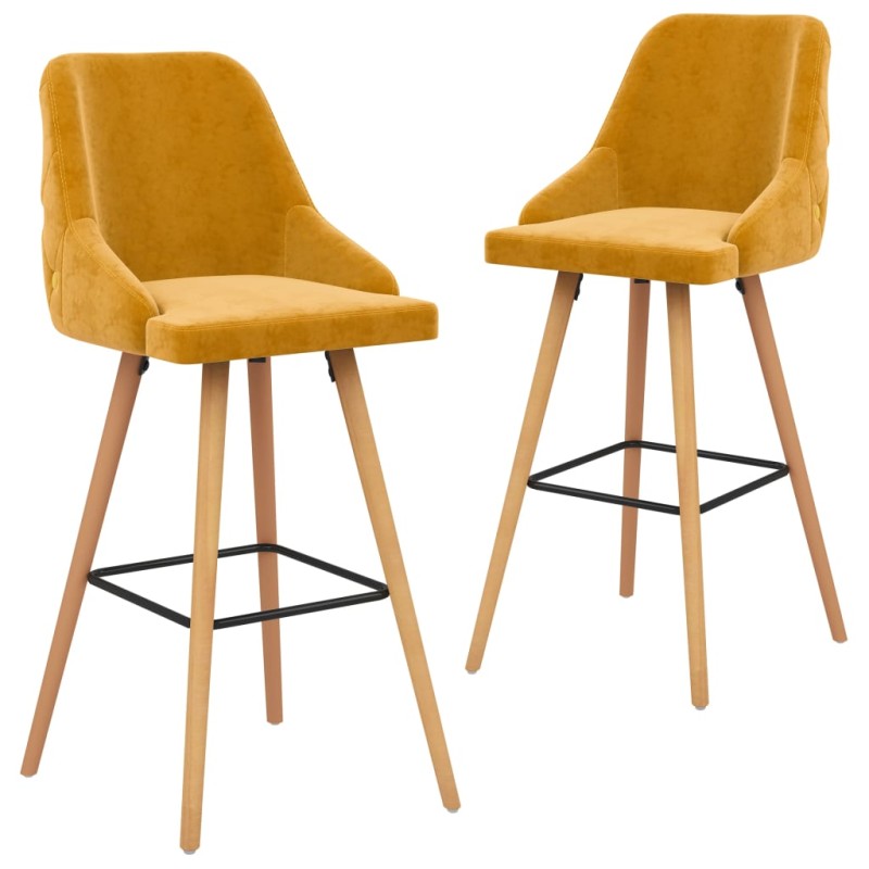 vidaXL Taburetes de cocina 2 unidades terciopelo amarillo vidaXL Taburetes de cocina 2 unidades terciopelo amarillo