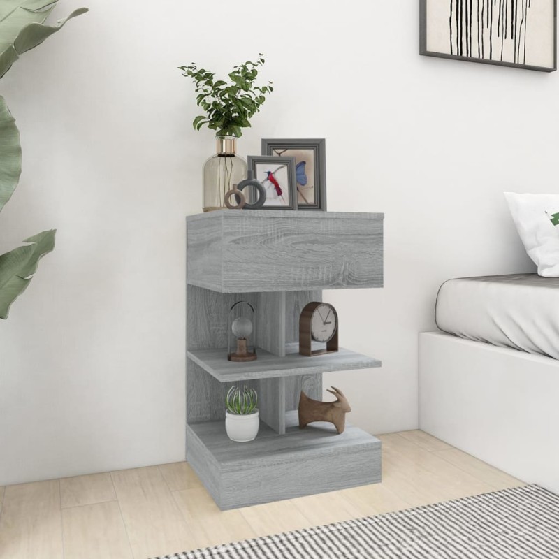 vidaXL Mesita de noche madera contrachapada gris Sonoma 40x35x65 cm vidaXL Mesita de noche madera contrachapada gris Sonoma 40x35x65 cm