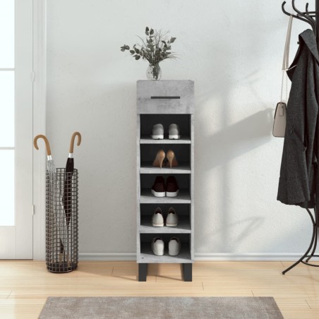 vidaXL Zapatero madera de ingeniería gris hormigón 30x35x105 cm