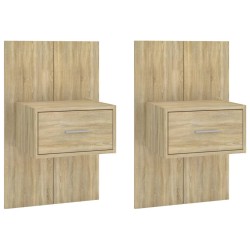 vidaXL Mesita de noche de pared 2 unidades color roble Sonoma