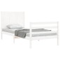 vidaXL Estructura de cama con cabecero madera maciza blanco 100x200 cm