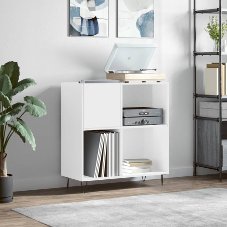 vidaXL Mueble discos madera contrachapada blanco brillo 84,5x38x89 cm