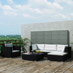 vidaXL Set muebles de jardín 6 piezas y cojines ratán sintético negro