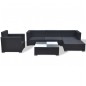 vidaXL Set muebles de jardín 6 piezas y cojines ratán sintético negro vidaXL Set muebles de jardín 6 piezas y cojines ratán sintético negro