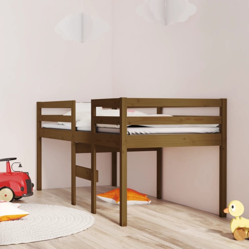 vidaXL Cama alta madera maciza pino marrón miel 80x200 cm vidaXL Cama alta madera maciza pino marrón miel 80x200 cm