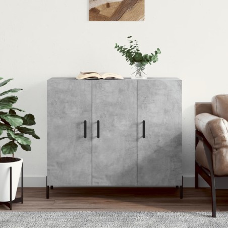 vidaXL Aparador de madera de ingeniería gris hormigón 90x34x80 cm