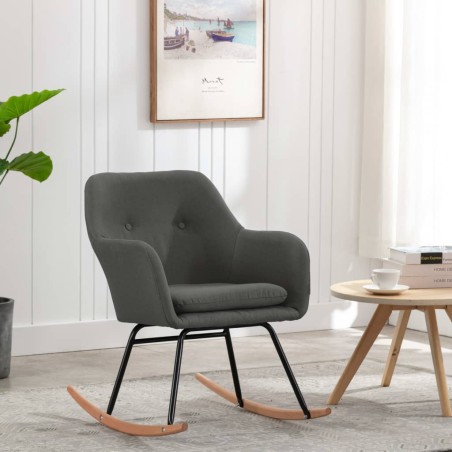 vidaXL Silla mecedora de tela gris oscura