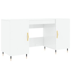 vidaXL Escritorio madera contrachapada blanco brillante 140x50x75 cm