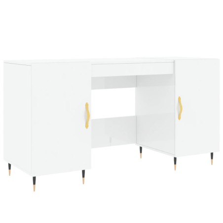 vidaXL Escritorio madera contrachapada blanco brillante 140x50x75 cm