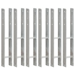 vidaXL Anclajes de valla 6 uds acero galvanizado plateado 8x6x60 cm