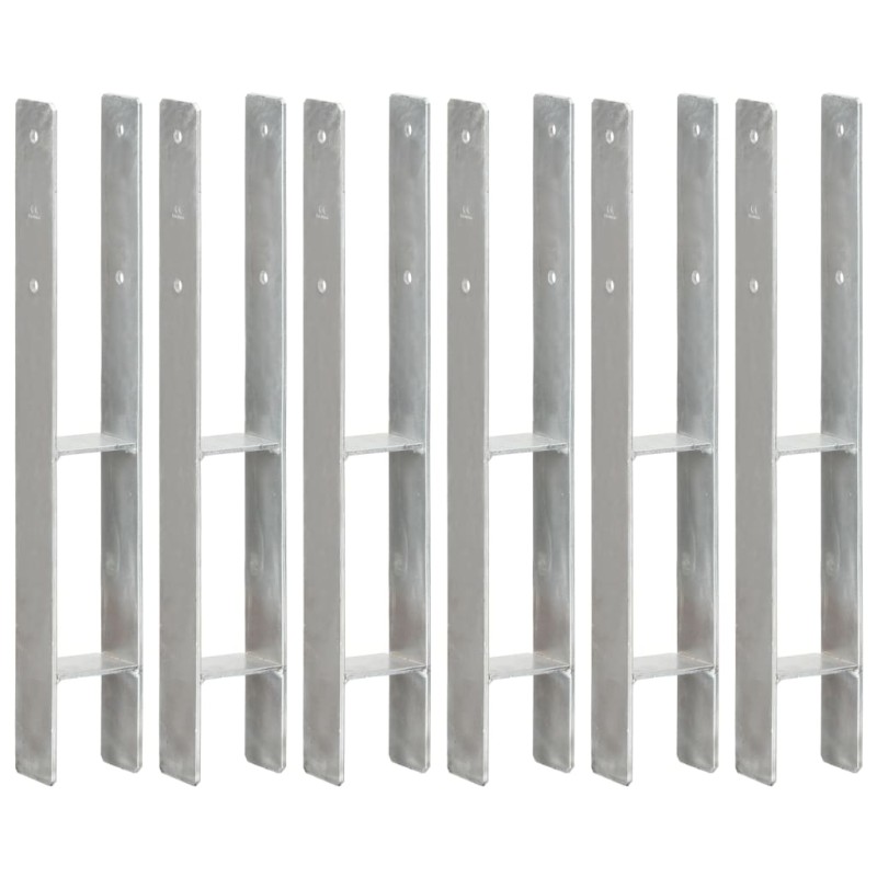 vidaXL Anclajes de valla 6 uds acero galvanizado plateado 8x6x60 cm vidaXL Anclajes de valla 6 uds acero galvanizado plateado 8x6x60 cm