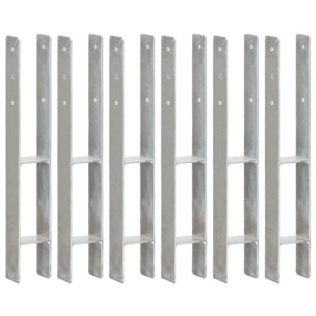 vidaXL Anclajes de valla 6 uds acero galvanizado plateado 8x6x60 cm
