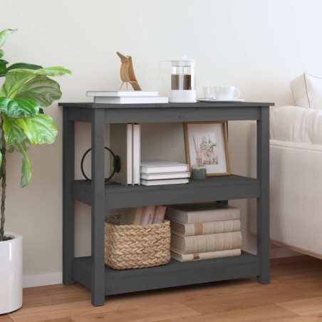 vidaXL Mesa consola de madera maciza de pino gris 80x40x74 cm