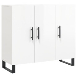 vidaXL Aparador de madera de ingeniería blanco brillo 90x34x80 cm