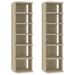 vidaXL Muebles zapateros 2 uds color roble Sonoma 27,5x27x102 cm