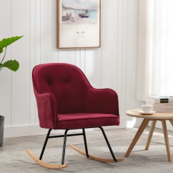 vidaXL Silla mecedora de terciopelo rojo vino tinto