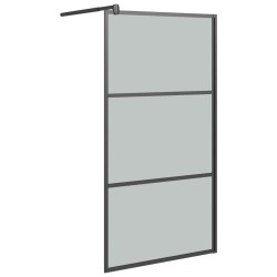 vidaXL Mampara de ducha accesible vidrio ESG oscuro negro 100x195 cm