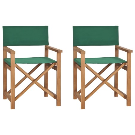 vidaXL Sillas de director plegables 2 uds madera maciza teca verde