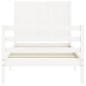 vidaXL Estructura de cama con cabecero madera maciza blanco 100x200 cm