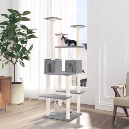 vidaXL Rascador para gatos con postes de sisal gris claro 167 cm