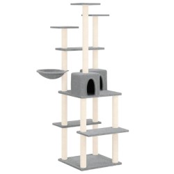 vidaXL Rascador para gatos con postes de sisal gris claro 167 cm