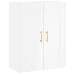vidaXL Armario de pared madera ingeniería blanco brillo 69,5x34x90 cm