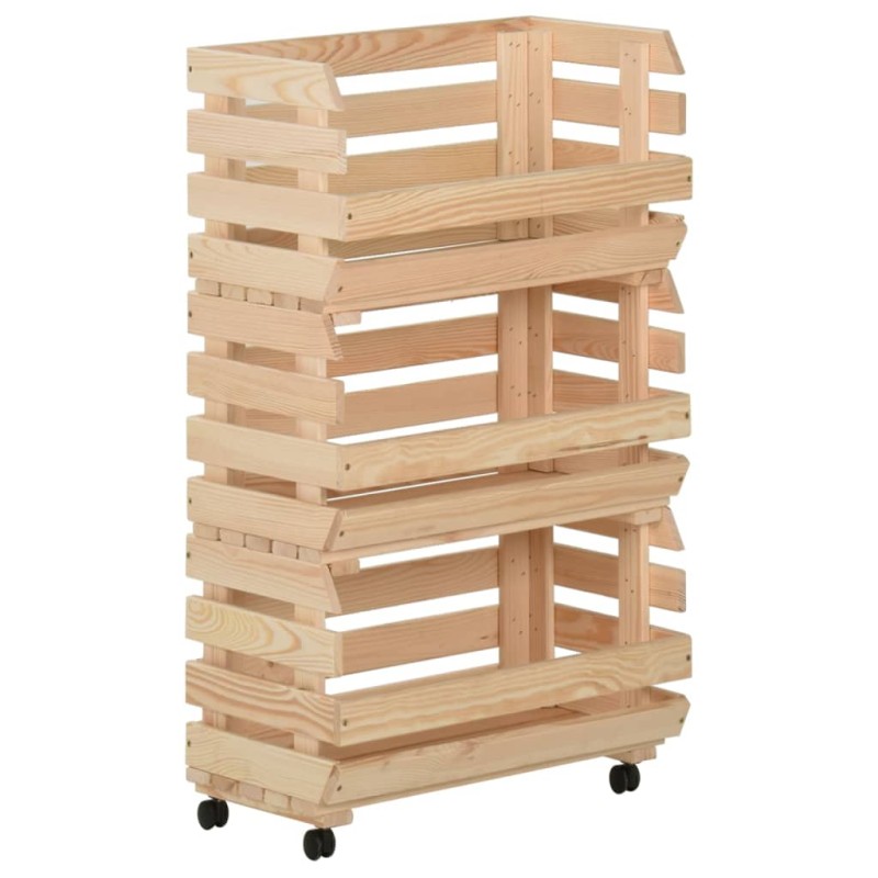 vidaXL Carrito para verduras madera maciza de pino 37x30x80 cm vidaXL Carrito para verduras madera maciza de pino 37x30x80 cm