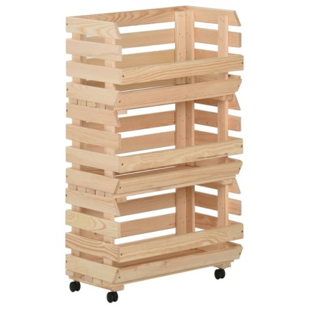 vidaXL Carrito para verduras madera maciza de pino 37x30x80 cm