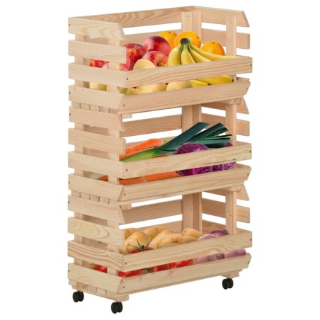 vidaXL Carrito para verduras madera maciza de pino 37x30x80 cm