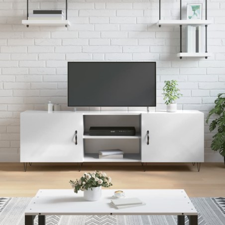 vidaXL Mueble de TV madera de ingeniería blanco brillante 150x30x50 cm