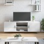 vidaXL Mueble de TV madera de ingeniería blanco brillante 150x30x50 cm vidaXL Mueble de TV madera de ingeniería blanco brillante 150x30x50 cm