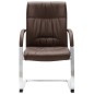 vidaXL Silla de oficina voladiza de cuero sintético marrón vidaXL Silla de oficina voladiza de cuero sintético marrón