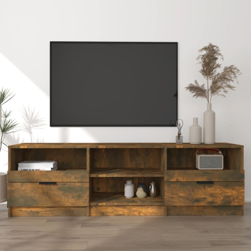 vidaXL Mueble para TV madera contrachapada roble ahumado 150x33,5x45cm vidaXL Mueble para TV madera contrachapada roble ahumado 150x33,5x45cm