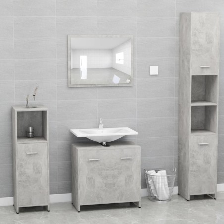vidaXL Conjunto de muebles de baño madera contrachapada gris hormigón