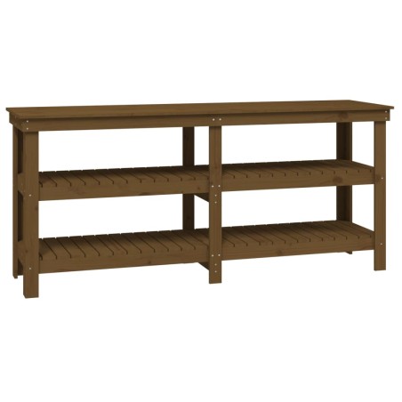 vidaXL Banco de trabajo madera maciza de pino marrón miel 181x50x80 cm