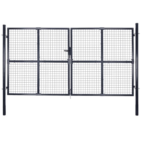 vidaXL Puerta de malla de jardín acero galvanizado gris 289x200 cm