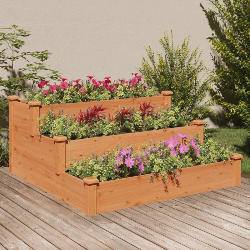 vidaXL Jardinera arriate madera maciza de abeto marrón 120x120x56 cm vidaXL Jardinera arriate madera maciza de abeto marrón 120x120x56 cm
