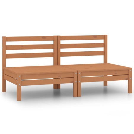 vidaXL Sofás centrales de jardín 2 uds madera maciza pino marrón miel