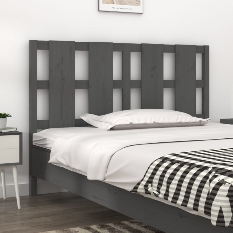 vidaXL Cabecero de cama madera maciza de pino gris 125,5x4x100 cm vidaXL Cabecero de cama madera maciza de pino gris 125,5x4x100 cm