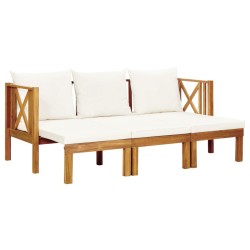 vidaXL Banco jardín 3 plazas con cojines madera maciza acacia 179 cm